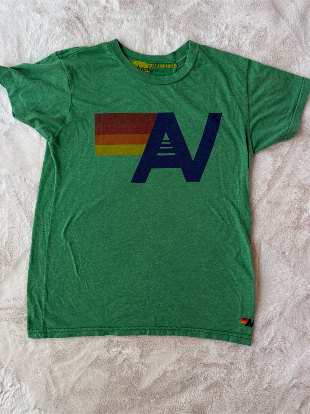 Aviator Nation Green T-Shirt with Yellow Label